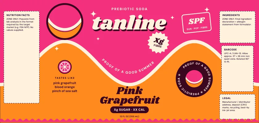 Tanline Pink Grapefruit can label, flat